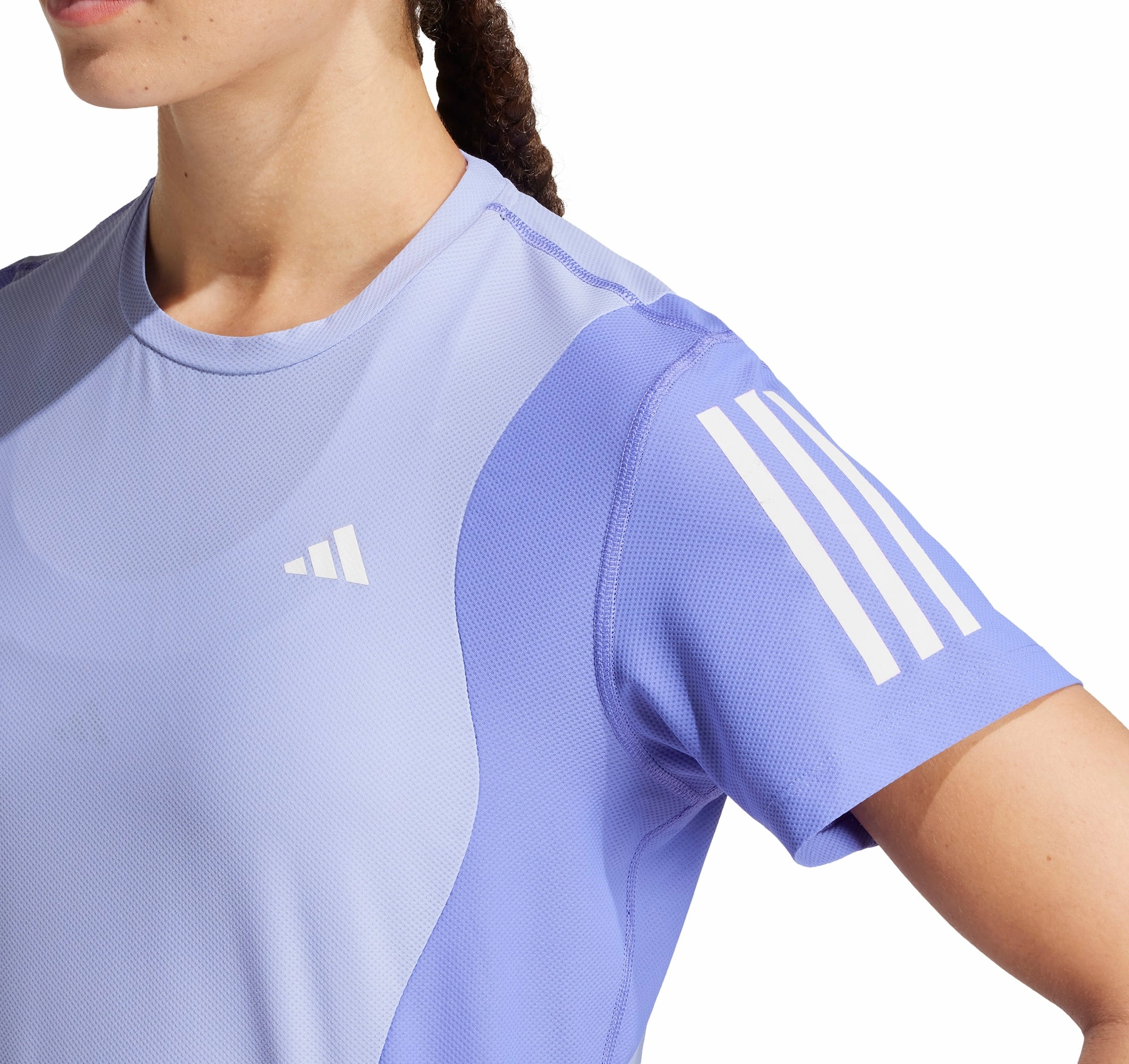 adidas Own The Run Short Sleeve Womens Running Top - Blue Comfy Wear Holiday Outfit