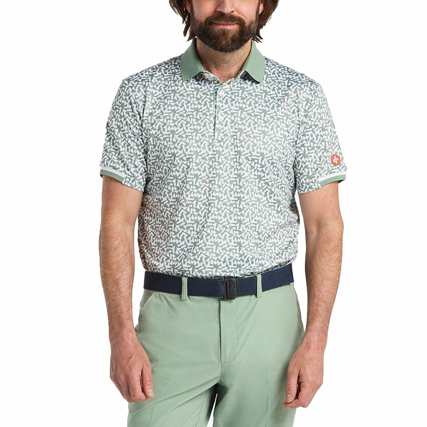 Stretchable Fabric Cross Camo Golf Polo Shirt - Milky Jade