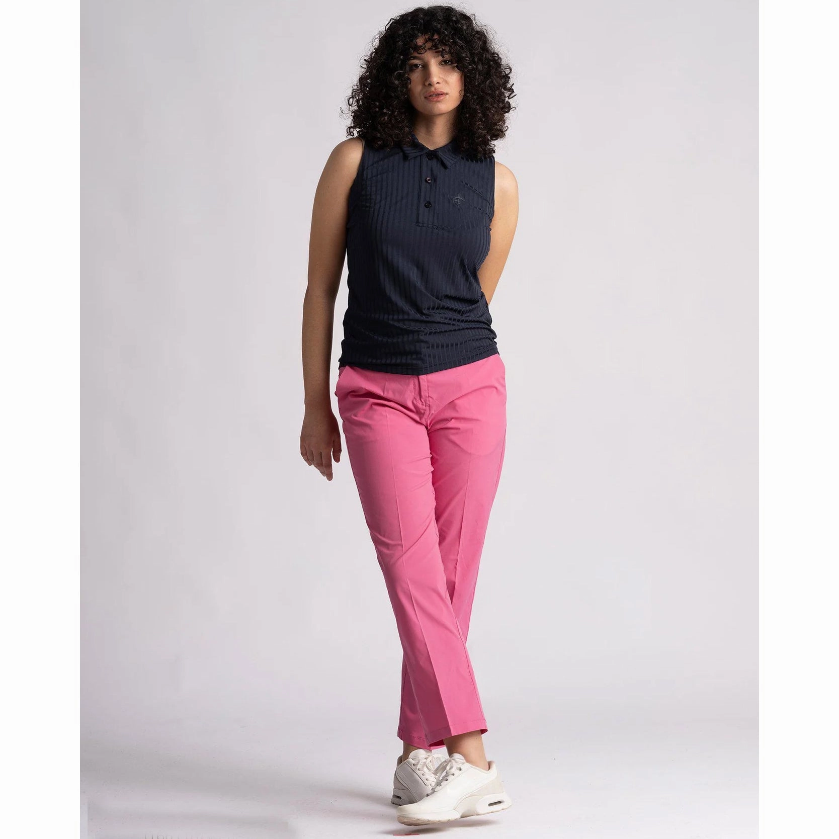 DoubleStitched Seams Cross Women's Andrea Sleeveless Polo Golf Shirt - Navy