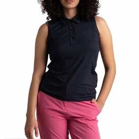 AntiStatic Fabric Treatment Cross Women's Andrea Sleeveless Polo Golf Shirt - Navy