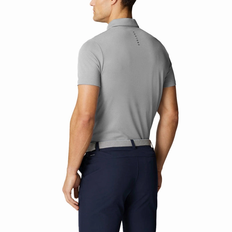 Eco Friendly Dye Castore Pinnacle Engineered Knit Polo Golf Shirt - Mid Grey/Gunmetal