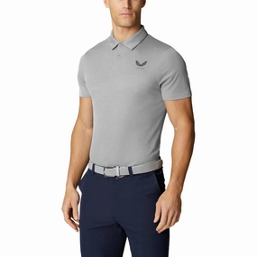 Castore Pinnacle Engineered Knit Polo Golf Shirt - Mid Grey/Gunmetal Athletic Comfort