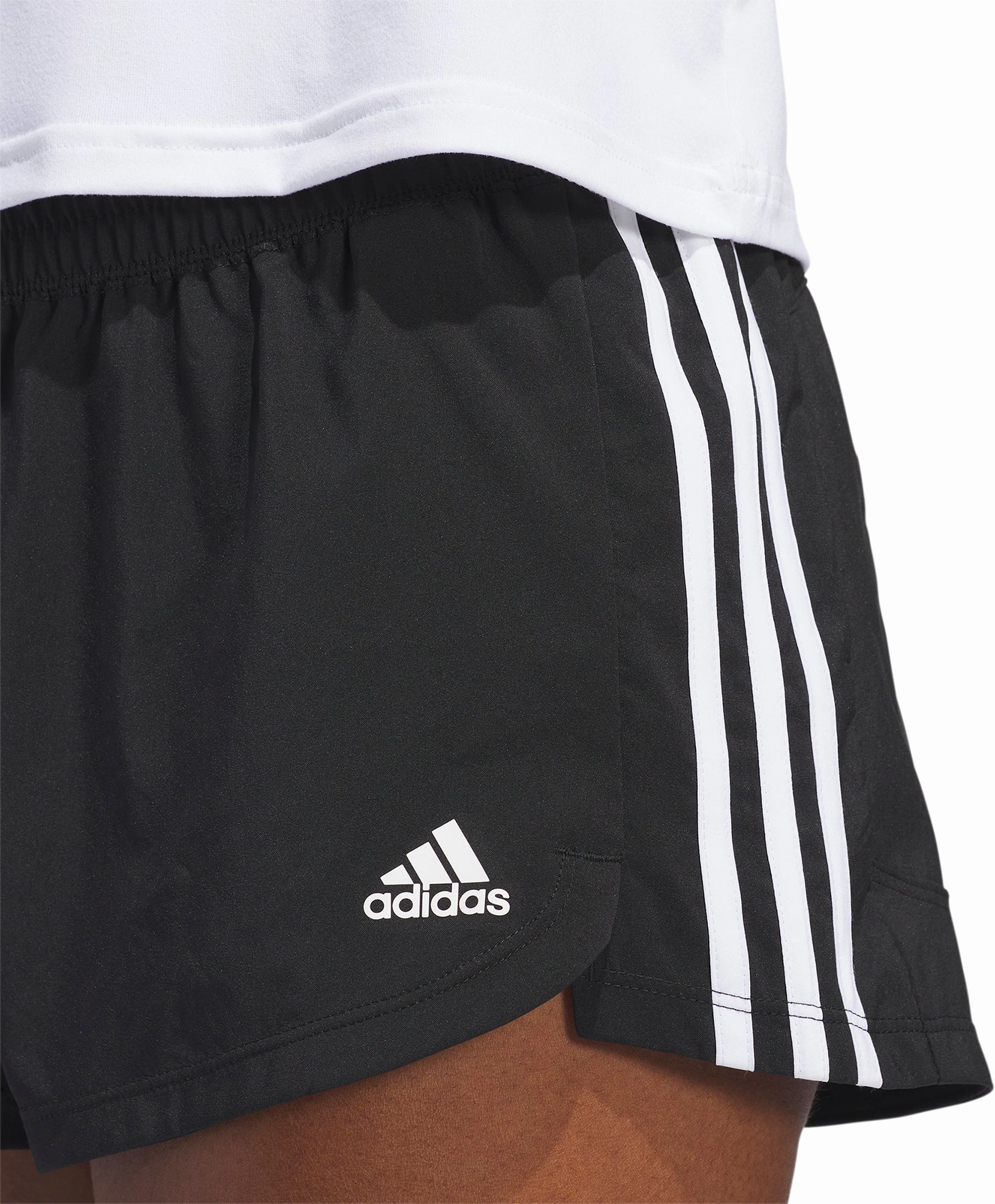 warm glow adidas Pacer 3 Stripes Woven Womens Training Shorts - Black