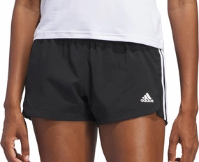 NonChafingEdges Snug fit adidas Pacer 3 Stripes Woven Womens Training Shorts - Black