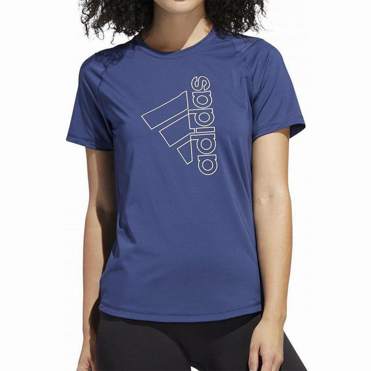 adidas Tech Badge of Sport Short Sleeve Womens Training Top - Blue Travel Vibe