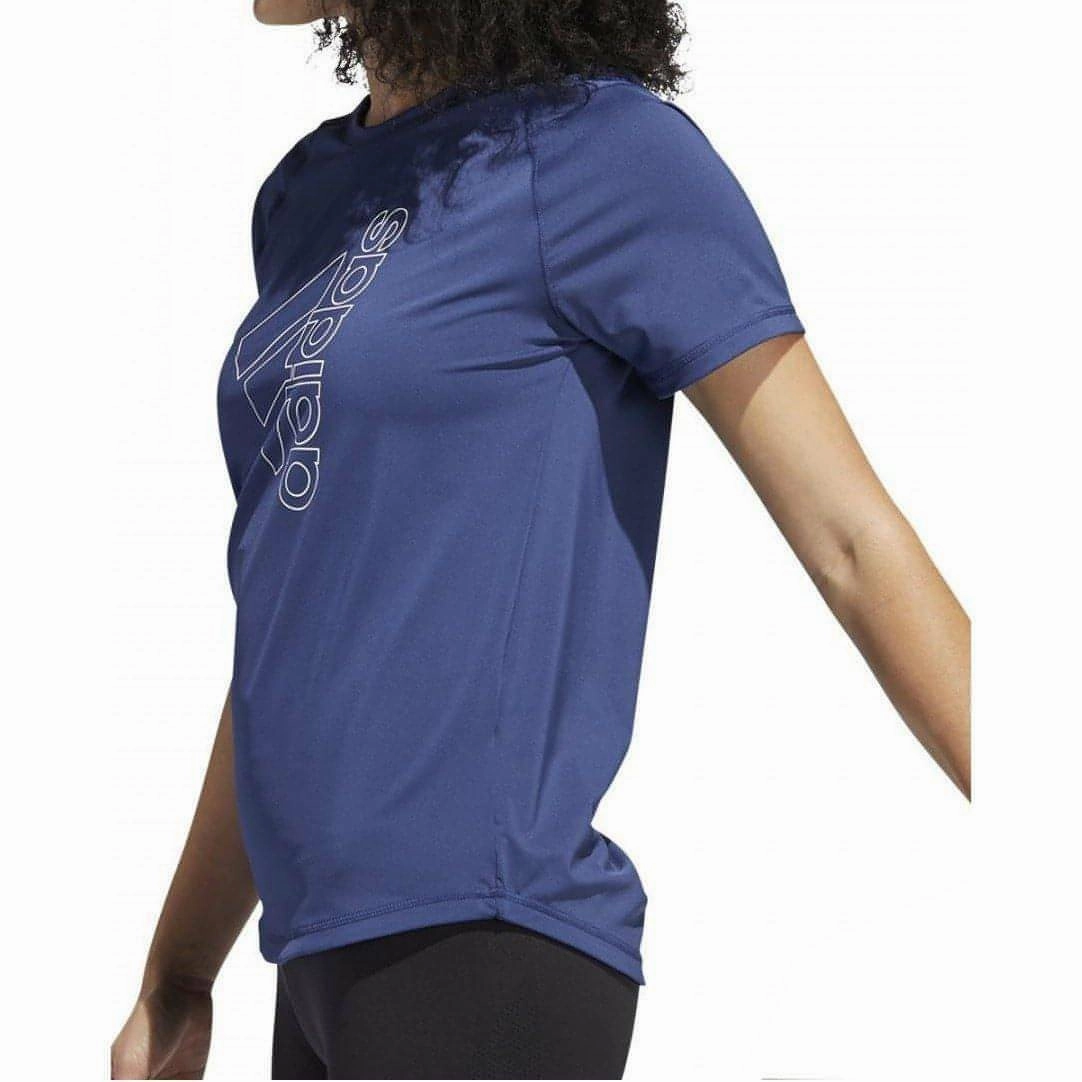 SeamlessConstruction PunctureResistant Fabric adidas Tech Badge of Sport Short Sleeve Womens Training Top - Blue