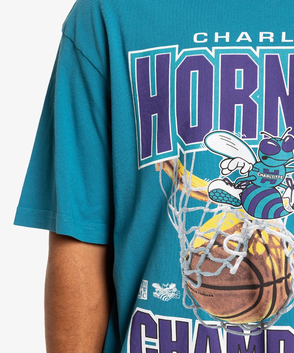 Mitchell & Ness Charlotte Hornets Nothing But Net Tee (Faded Teal) QuickDryTechnology QuickDryMaterial