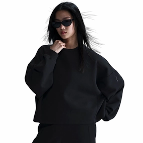 Women's Dri-FIT 24.7 Oversized Crew Neck Top Black / Smoke Grey Commute Ease Warm Fit