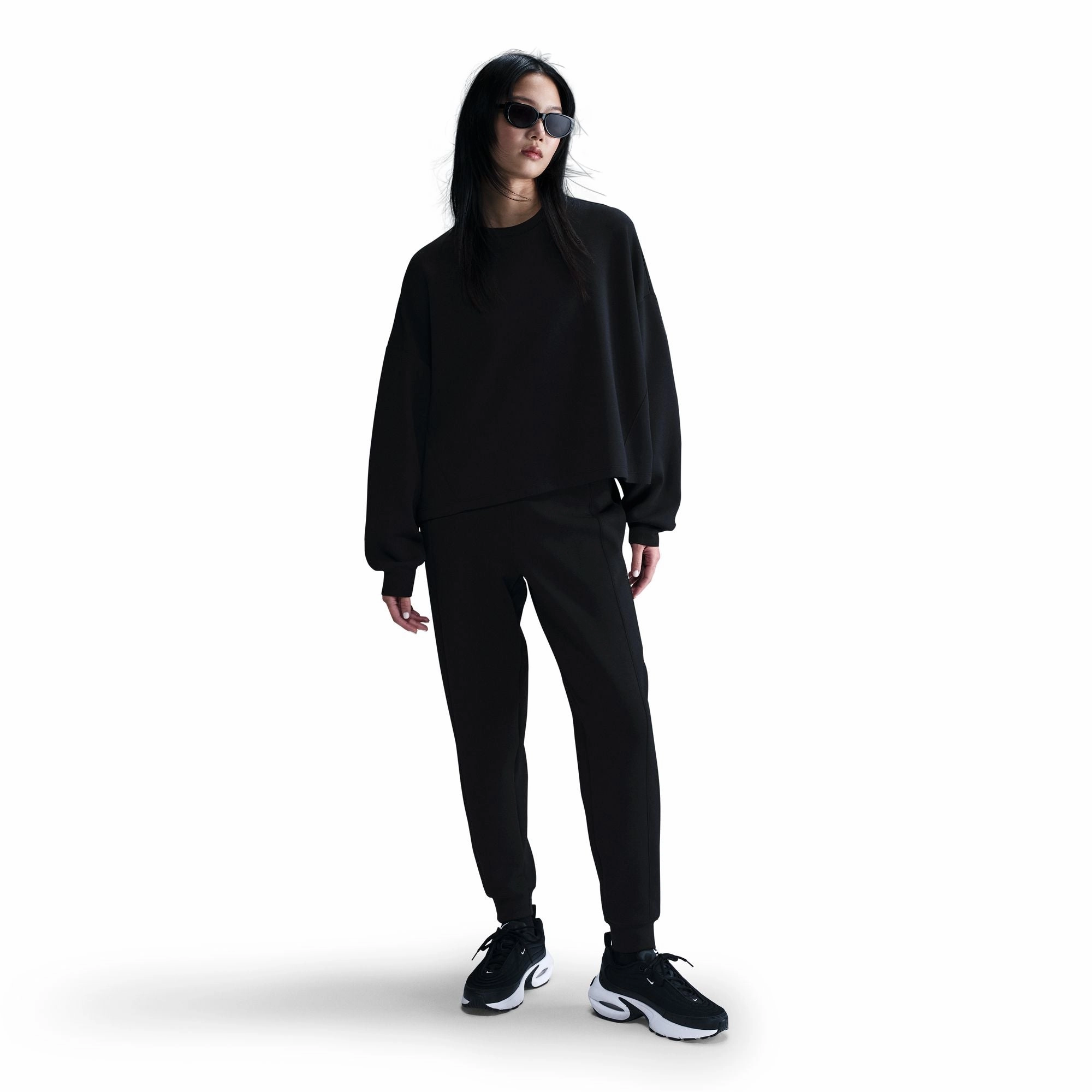 Women's Dri-FIT 24.7 Oversized Crew Neck Top Black / Smoke Grey Organza Fit FastDrying Inner Layer