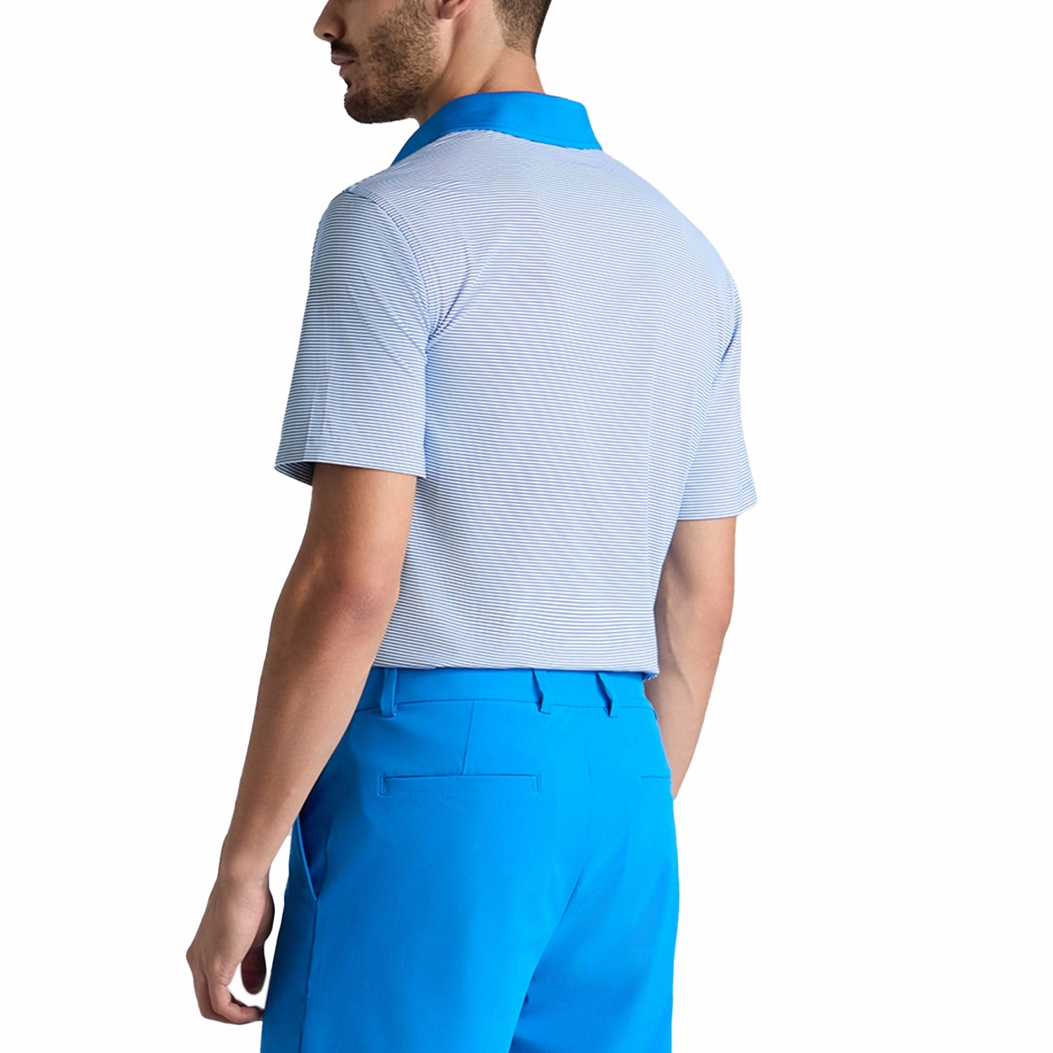 Classic Fit Fashionable Fit G/Fore Feeder Stripe Fine Tech Jersey Golf Polo Shirt - Lisbon Blue