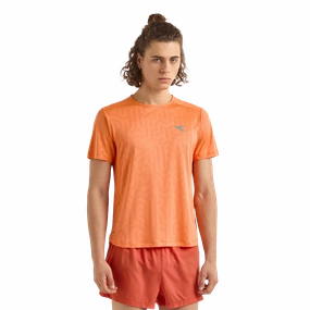 Raglan Sleeve Textured Weave Diadora Super Light SS T-Shirt Orange Nectarine