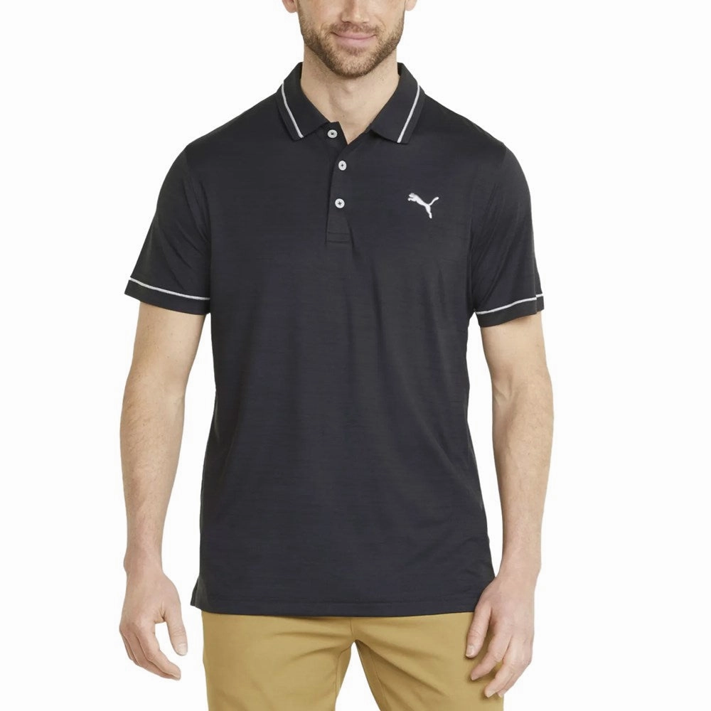 Puma Cloudspun Monarch Golf Shirt - Puma Black Heather/ High Rise Everyday Basic