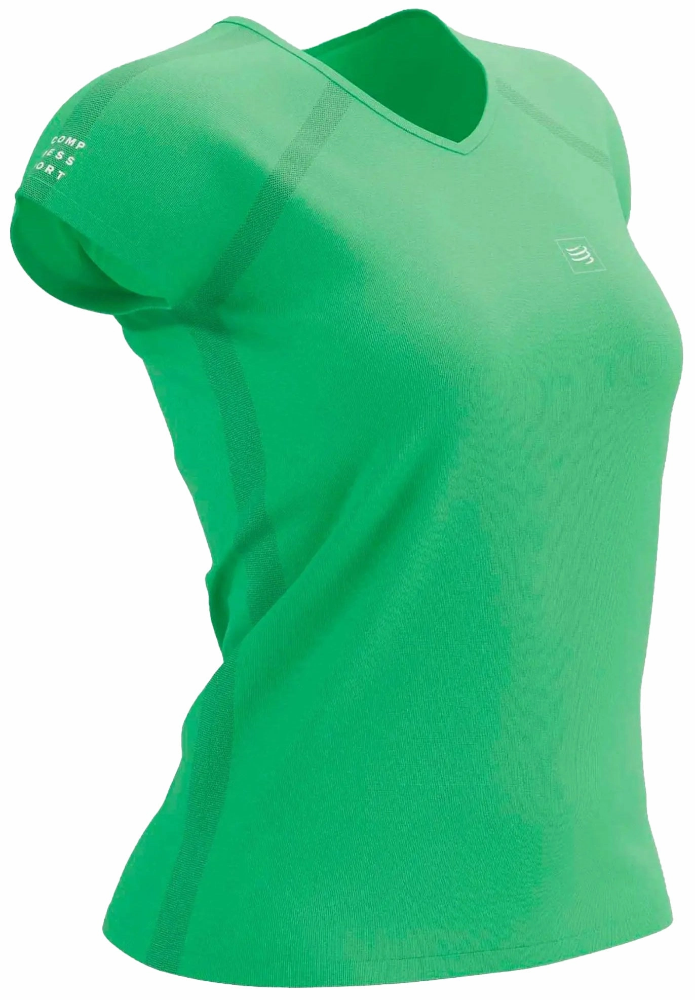 Compressport Training Short Sleeve Womens Running Top - Green Suitcase