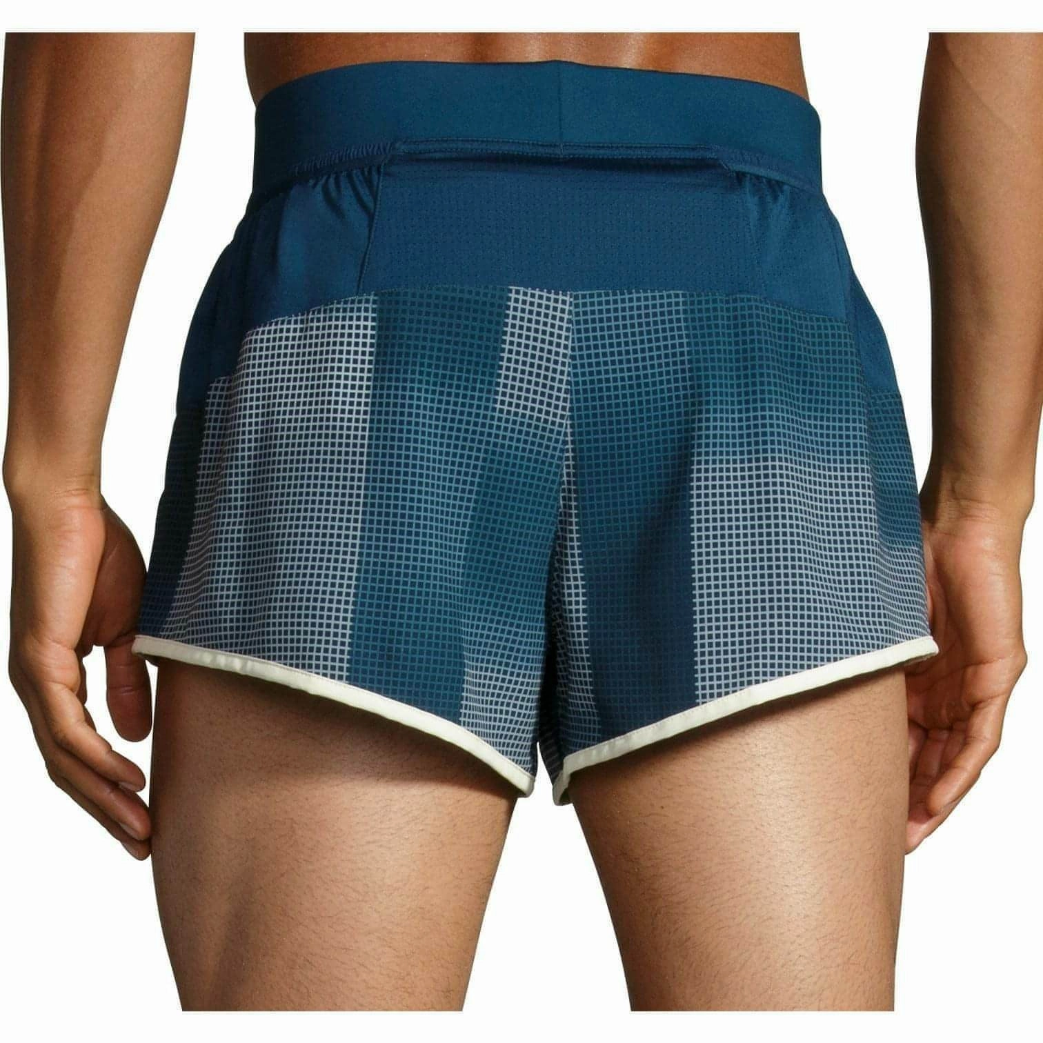 Anti Pilling Surface BreathableWebbing Brooks Sherpa 3 Inch Split Mens Running Shorts - Blue