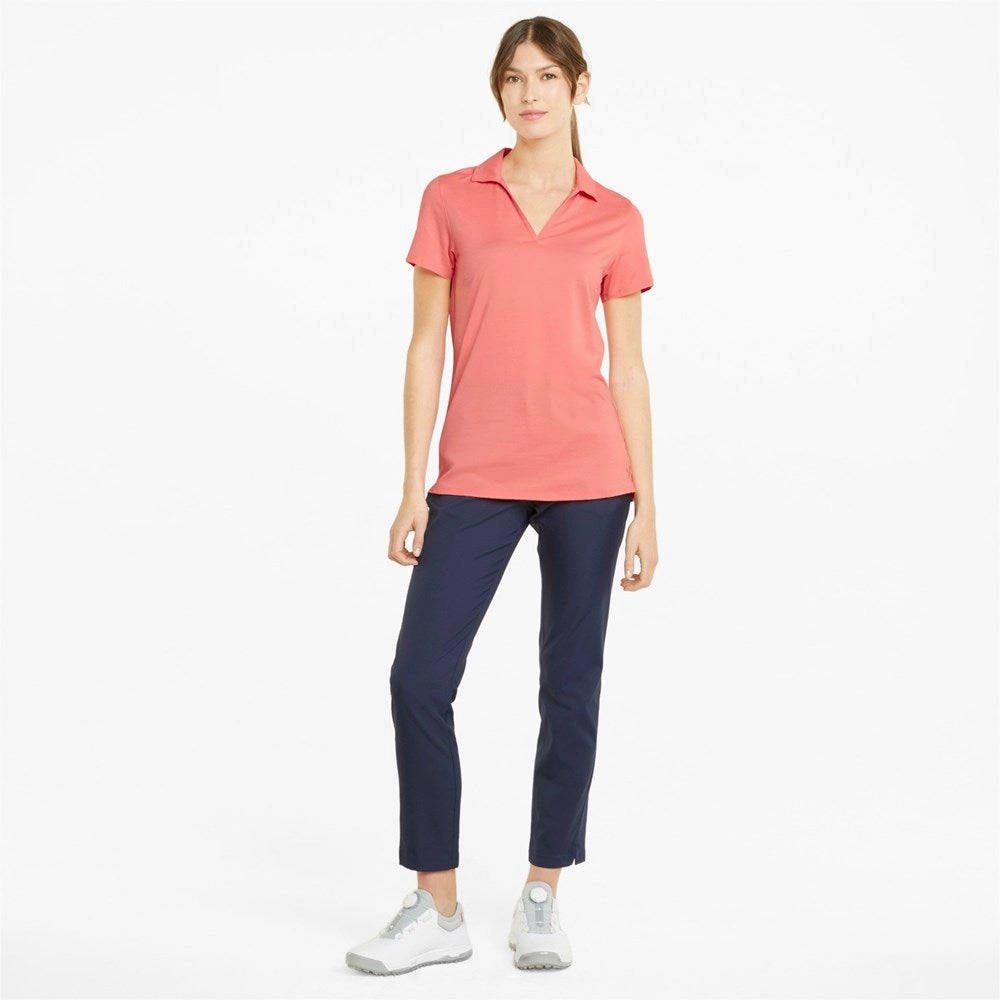 High-End Look Durable Ribbed Cuffs Puma Women's CLOUDSPUN Coast Golf Polo - Carnation Pink Heather