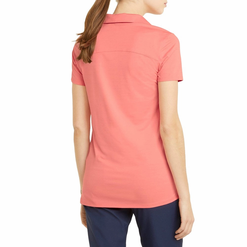 Seamless Shoulder Non Iron Finish Puma Women's CLOUDSPUN Coast Golf Polo - Carnation Pink Heather