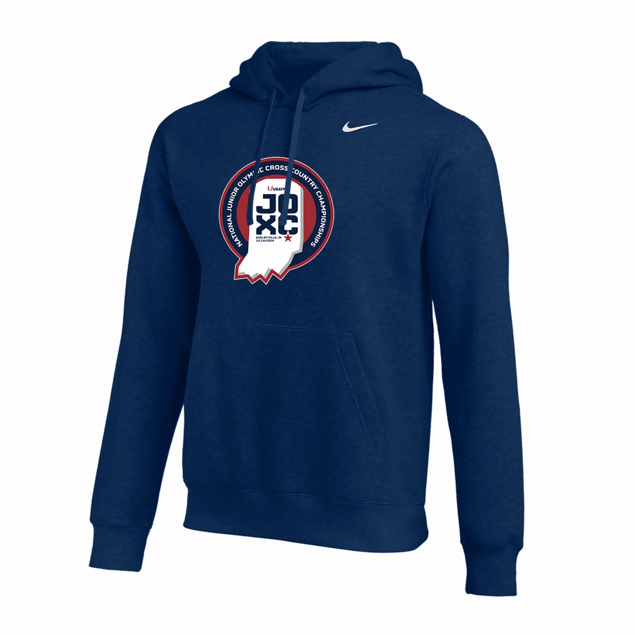 Adjustable hood design Microfiber texture Nike USATF 2024 JOXC Club Fleece Hoodie