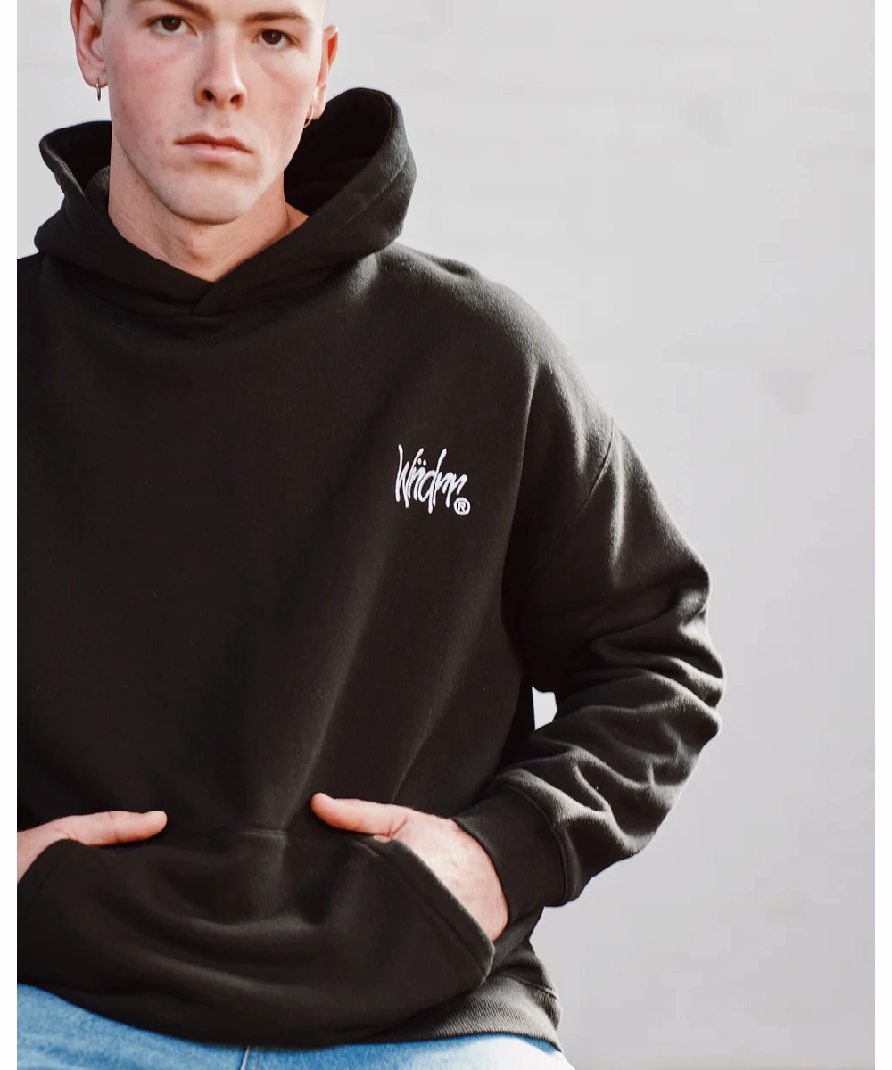 WNDRR Frayed Hood Sweat (Black) NonRestrictiveFit NoRubEdging