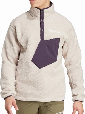 City Commuter Sleek Outdoor Look adidas Terrex Xploric High Pile Fleece Mens Sweatshirt - Beige