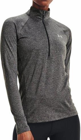 Ergonomic Cut Under Armour Tech Half Zip Long Sleeve Womens Training Top - Grey