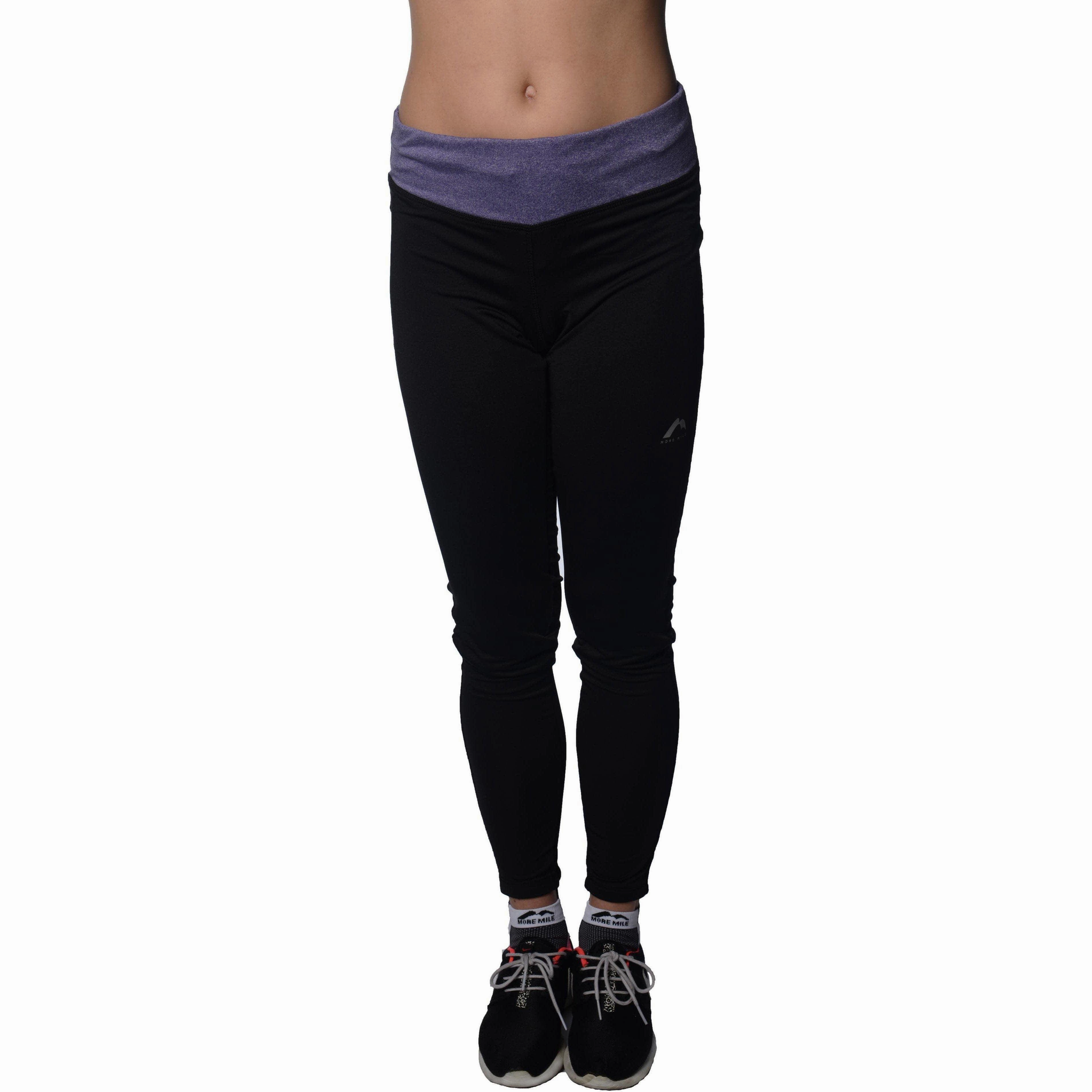 More Mile Marl Womens Training Tights - Black silver CompressionFit