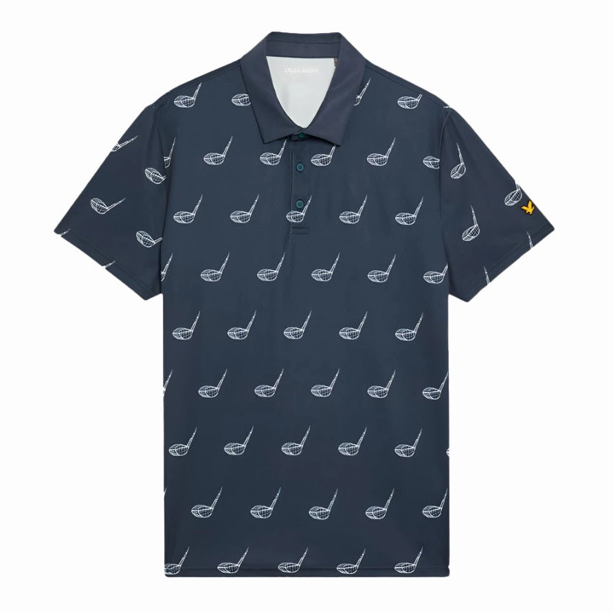 Lyle & Scott Micro Club Printed Golf Polo Shirt - Condor Blue Formal Edge