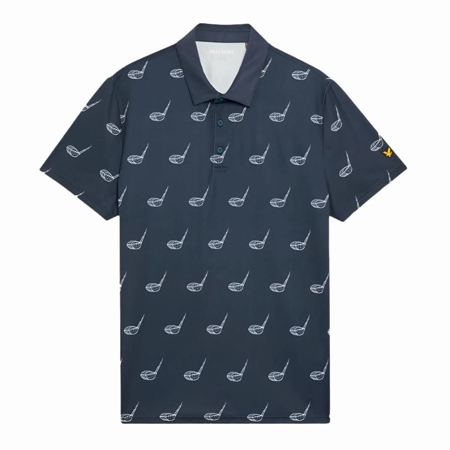 Lyle & Scott Micro Club Printed Golf Polo Shirt - Condor Blue Versatile Wardrobe