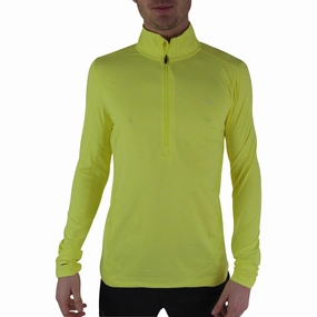 Reinforced Buttonholes More Mile Half Zip Long Sleeve Mens Running Top - Yellow