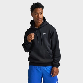 Nike Club Fleece Pullover Hoodie Black / Black - White Ergonomic Mobility Cut
