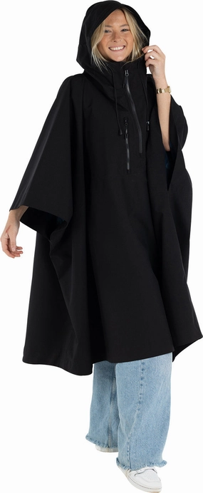 Refined Style Odor Resistant Treatment Dryrobe Waterproof Poncho - Black