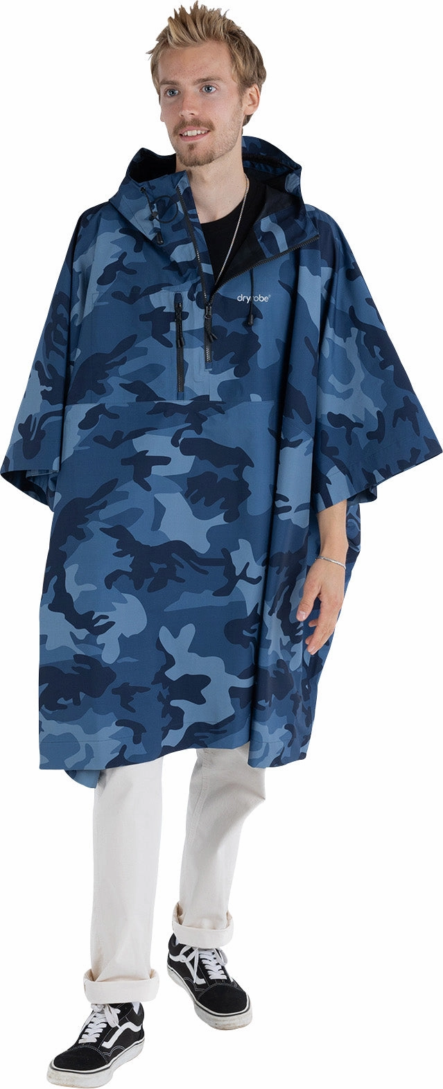 Comfy Street Piece Flex Fit Fabric Dryrobe Waterproof Poncho - Blue
