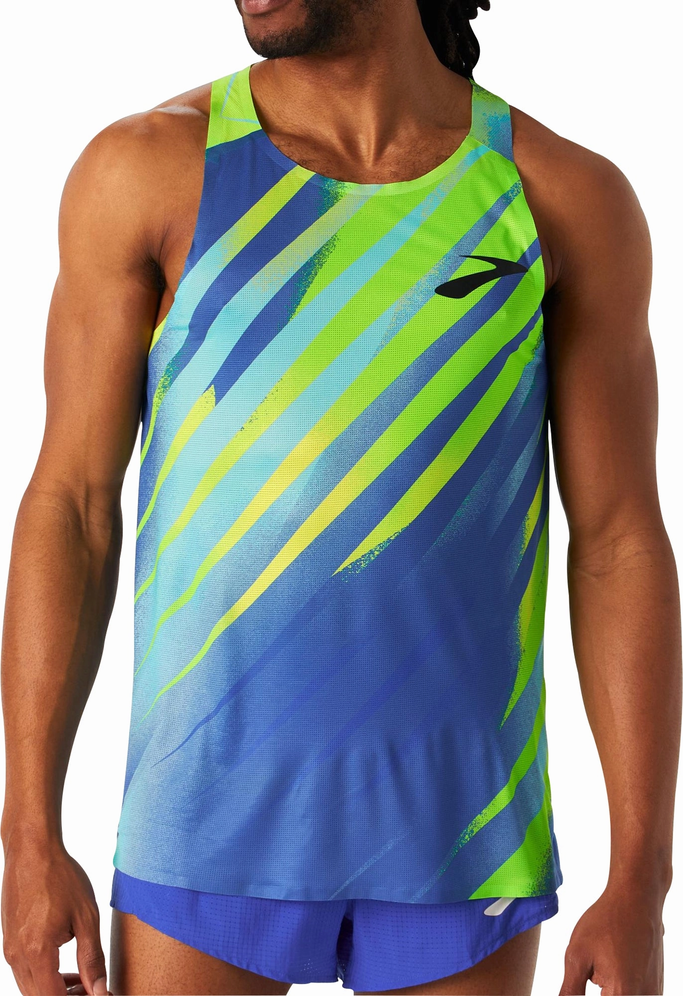 Brooks Elite Mens Running Vest - Blue Luxury Taped Edges