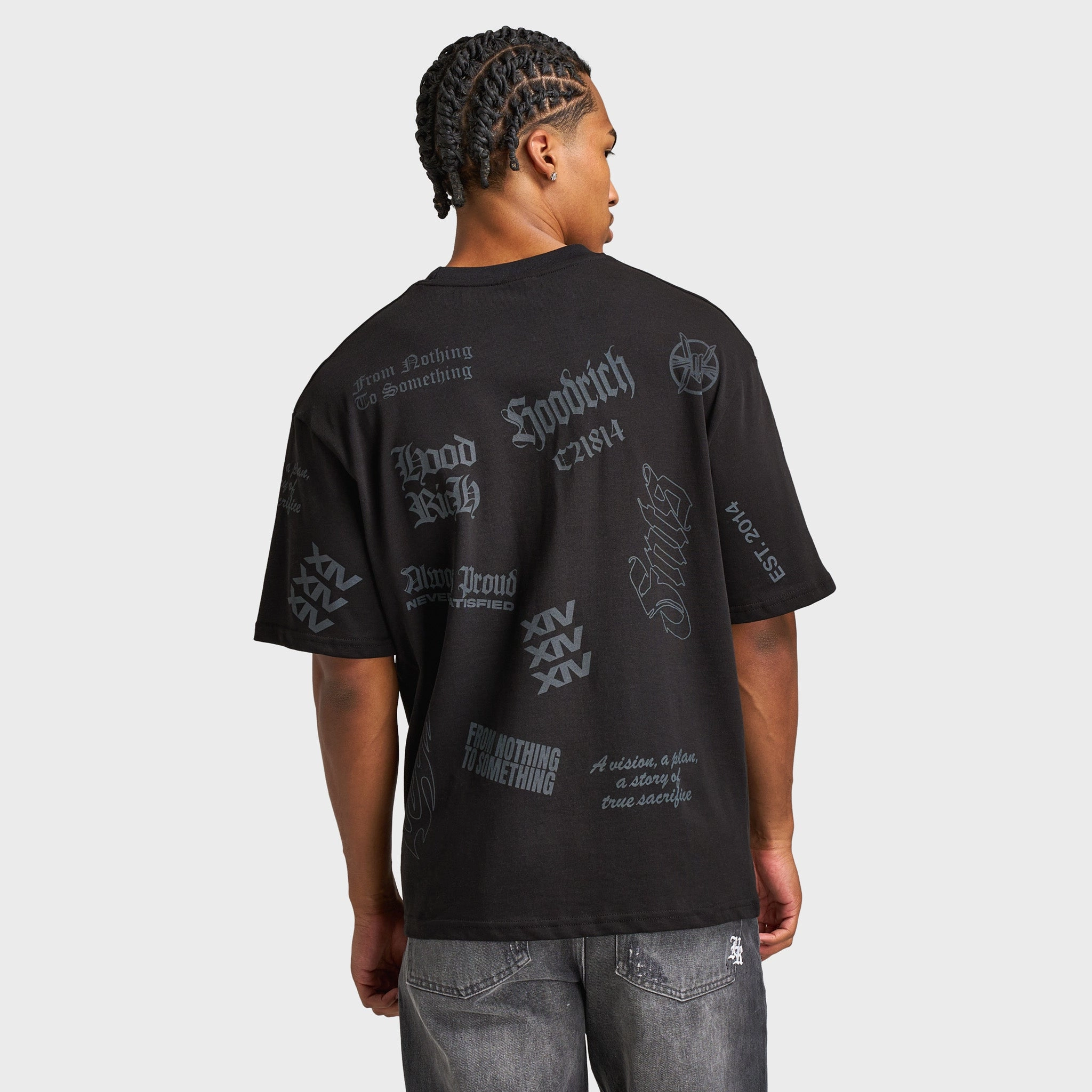 Fresh Style Non Slip Inner Layer Hoodrich Chroma Oversized AOP T-shirt / Black