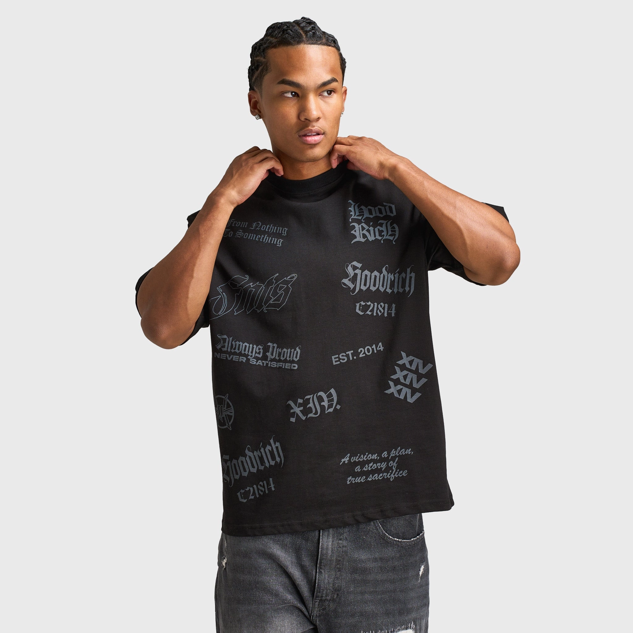 Hoodrich Chroma Oversized AOP T-shirt / Black cylindrical shape