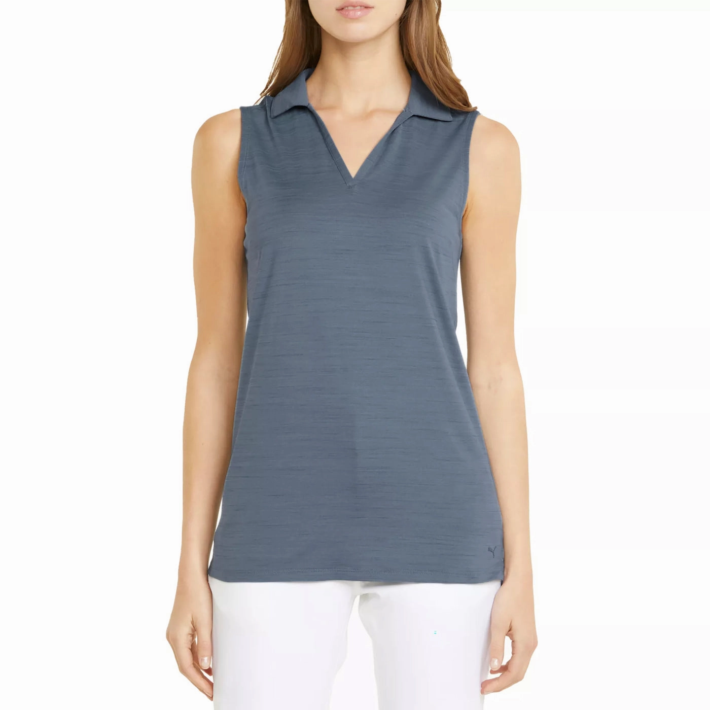 Puma Women's CLOUDSPUN Coast Sleeveless Golf Polo - Evening Sky Heather DoubleLayered Fabric