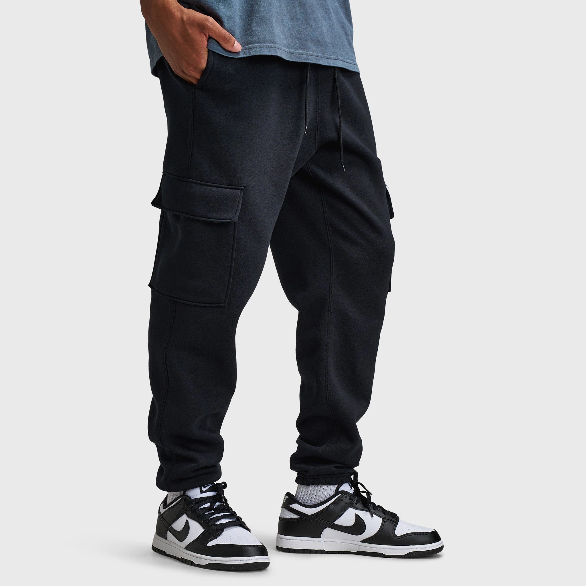 Orthotic Compatible Structure Wireless Nike Club Fleece Cargo Pants Black / Black - White
