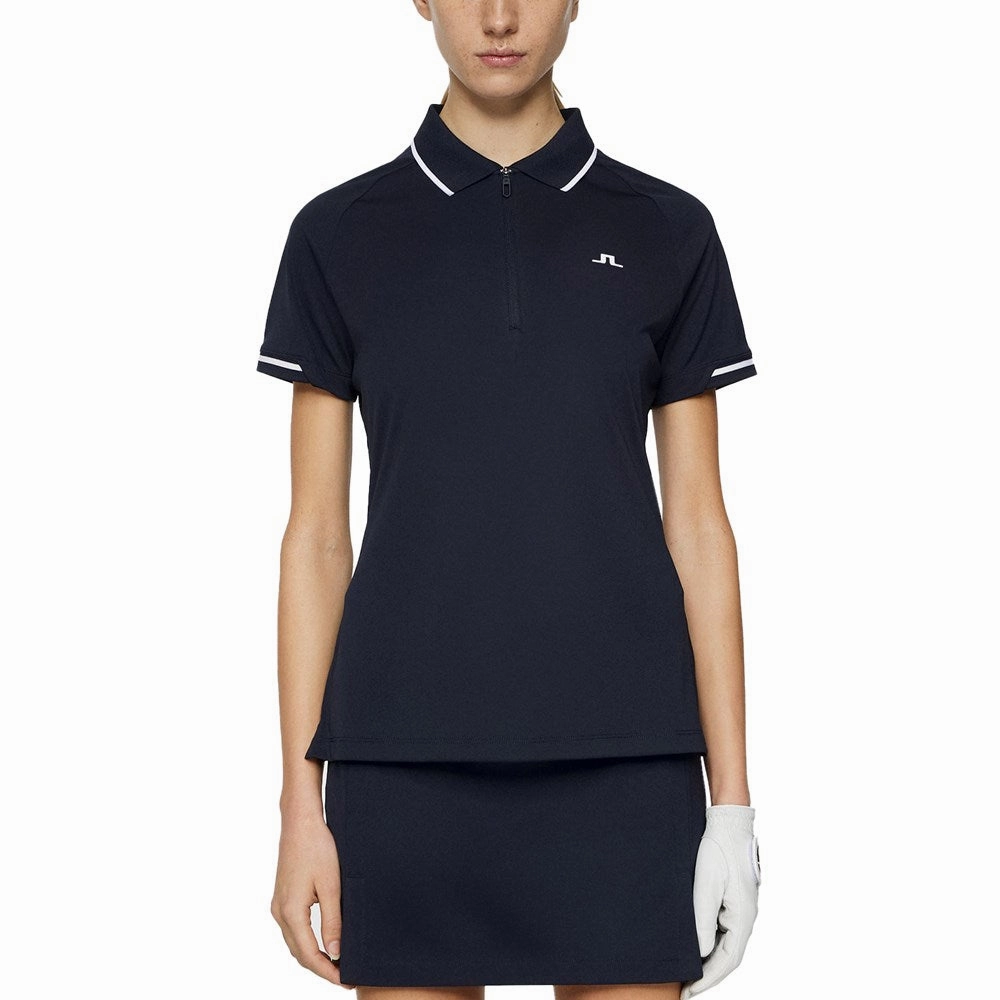 Garment Washed Finish Stretch Comfort J.Lindeberg Women's Lee Golf Polo Shirt - JL Navy