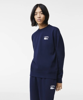 Lacoste Soft Branding Crew Neck Sweater (Navy) Holiday Ease Hero Mode