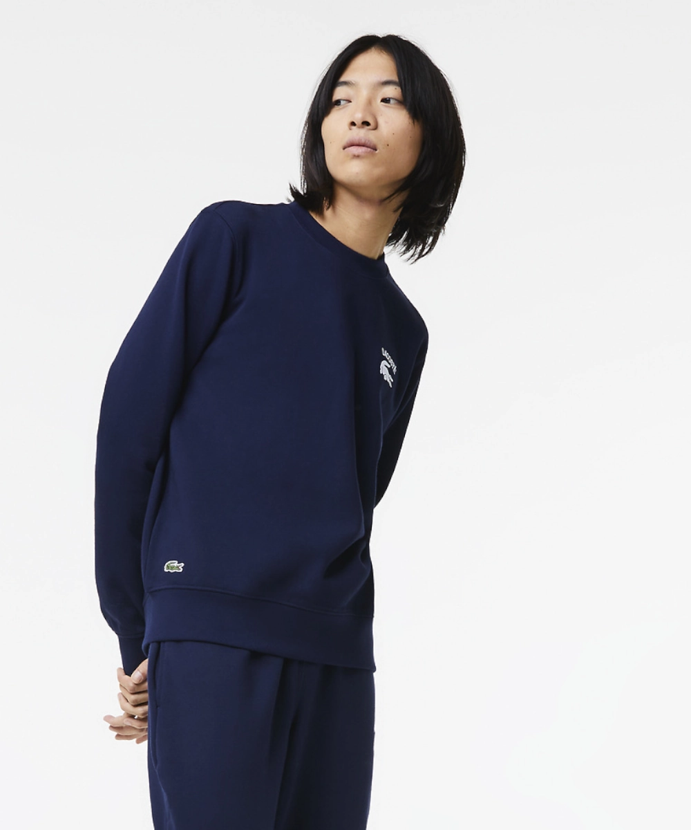 BreathableLining Lacoste Soft Branding Crew Neck Sweater (Navy)