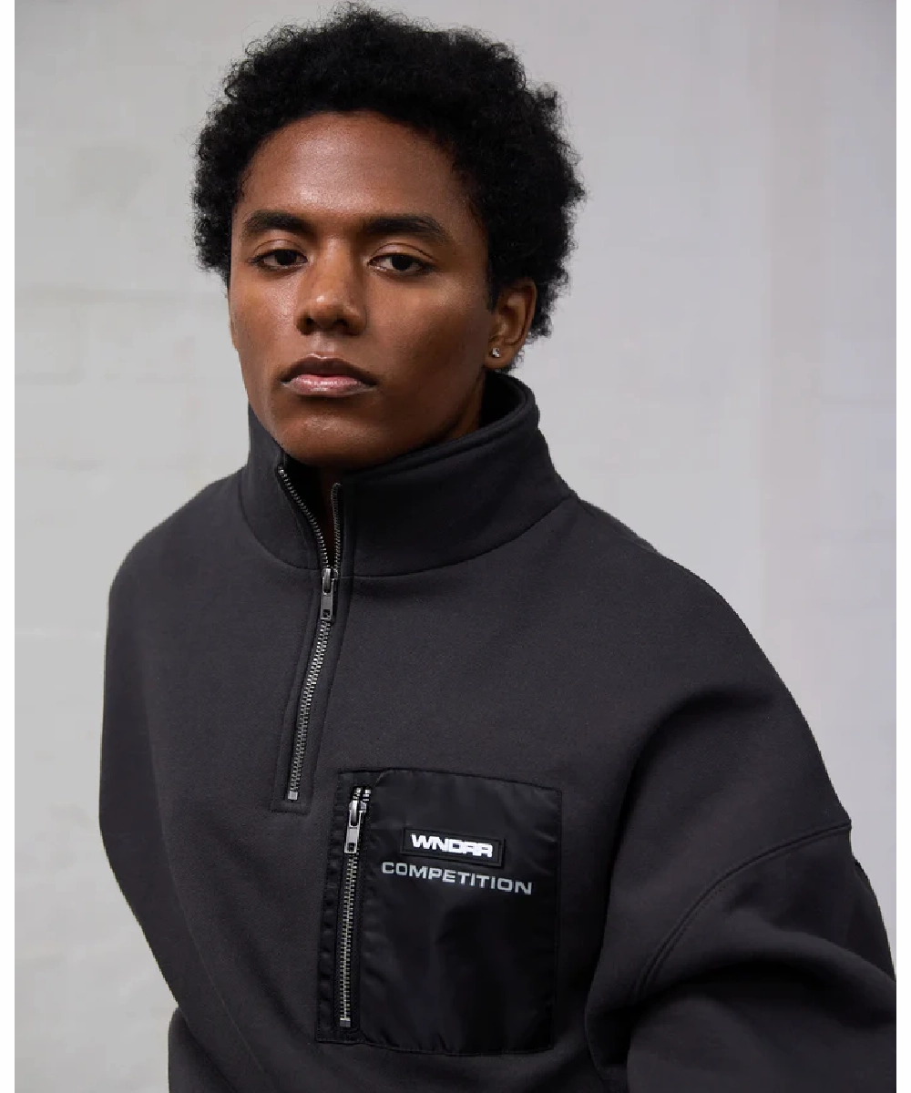 Summer Glow All weather WNDRR Frequency Panel 1/4 Zip Sweat (Faded Black)