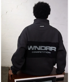 QuickDryTech Matte Fit WNDRR Frequency Panel 1/4 Zip Sweat (Faded Black)