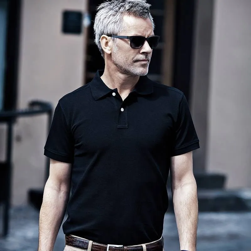 Earth Glow Harvard Stretch Deluxe Polo Shirt | BLACK