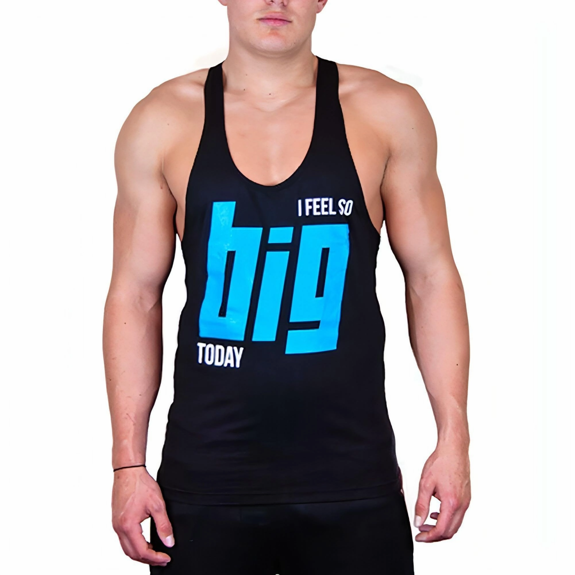 Work Mix Comfort Fit CoreX Fitness I Feel So Big Today Stringer Mens Training Vest - Black