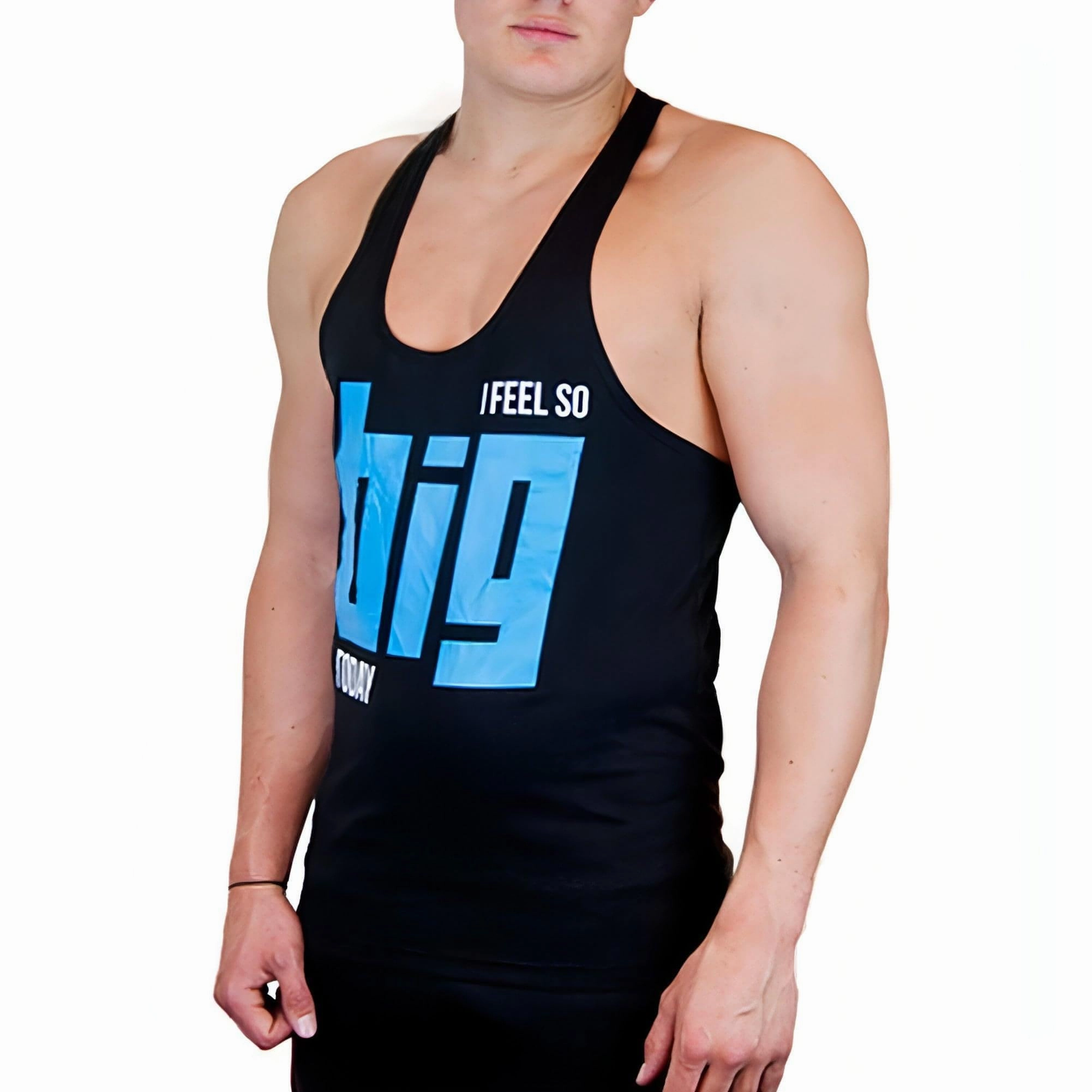CoreX Fitness I Feel So Big Today Stringer Mens Training Vest - Black Myth Glow