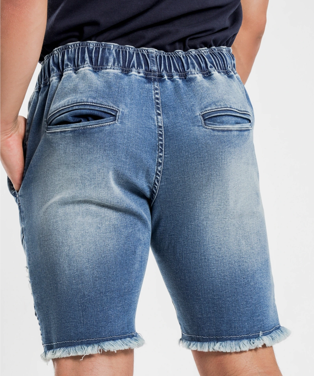 Henleys Blake Moto Denim Short (Blue Blast) ReflectiveTrimDetails
