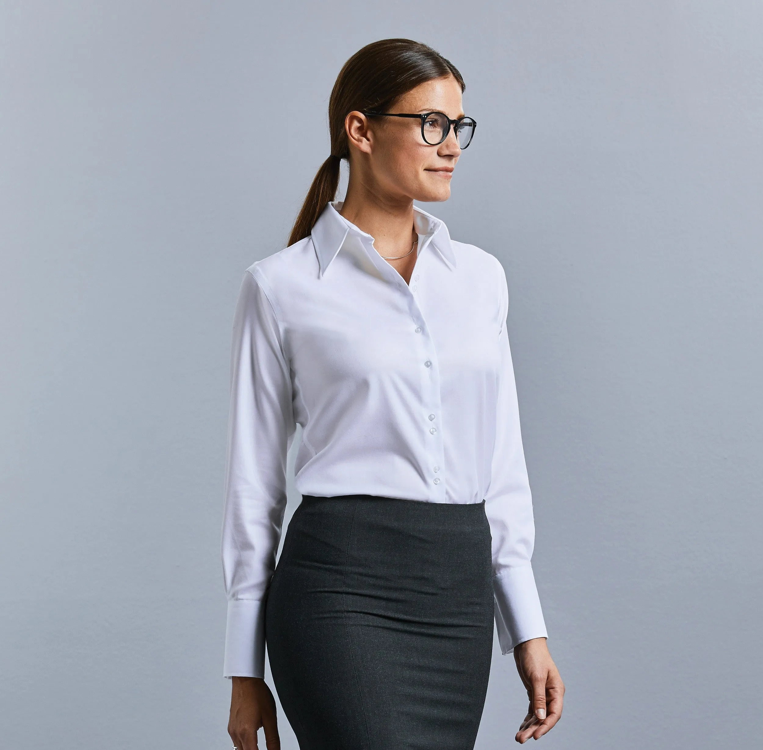 Party Ready Soft Motion Women's Long Sleeve Ultimate Non-iron Shirt | BLACK