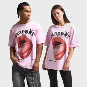 Playboy Bunny Necklace Oversized Graphic T-shirt / Pink gas storage
