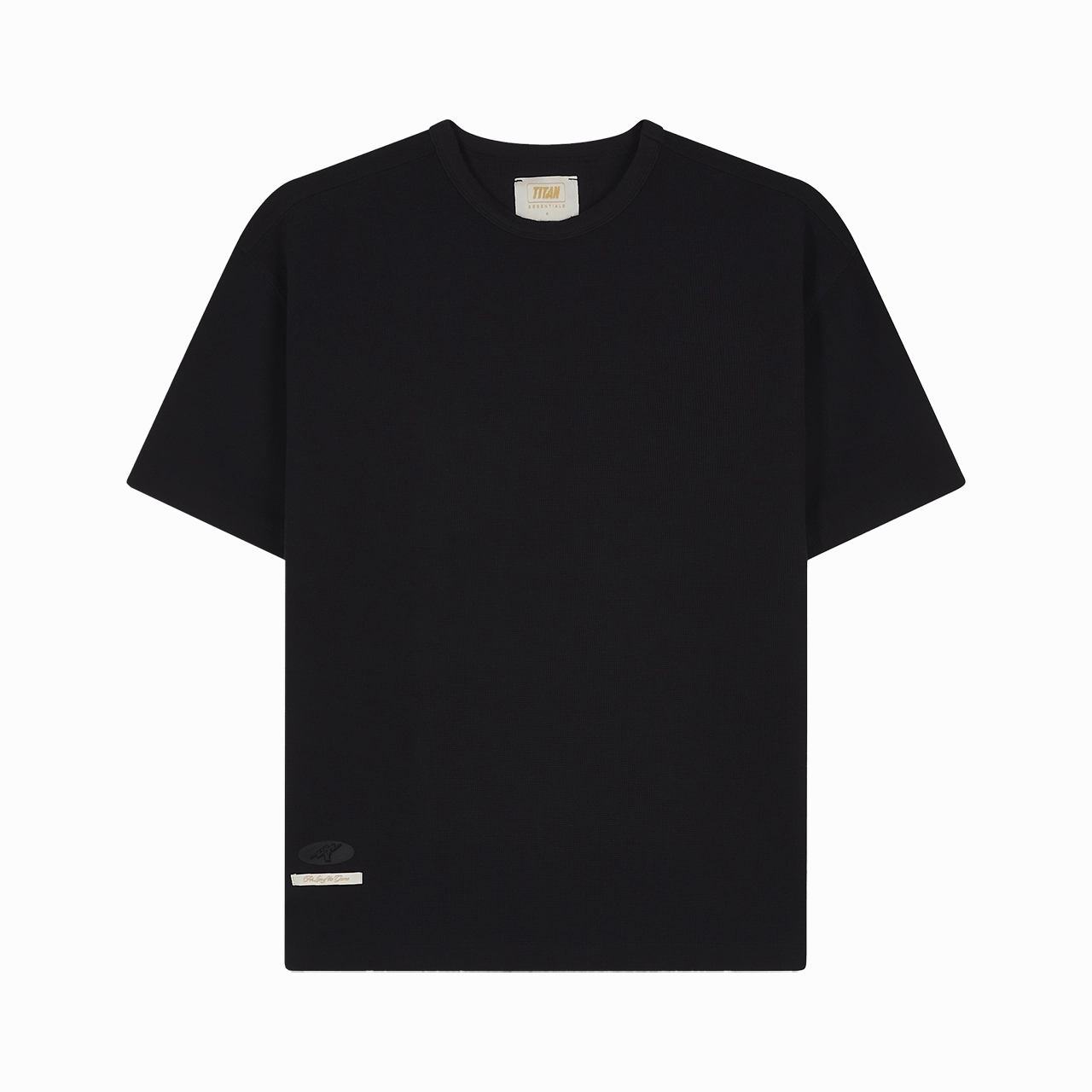 Titan Essential Waffle Tee - Black three-quarter length Elegant