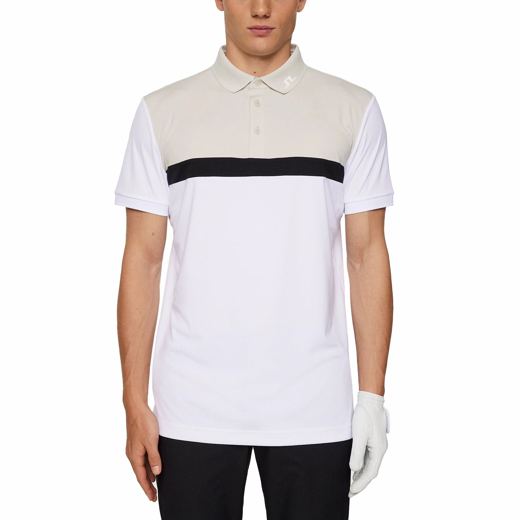 J.Lindeberg Jeff Golf Polo Shirt - White Layered Hem Reinforcement Business Travel