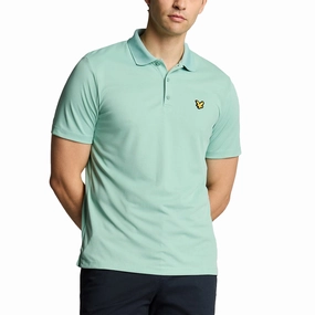 Lyle & Scott Golf Tech Polo Shirt - Mineral Turquoise Striped Design Stretch Fabric Construction